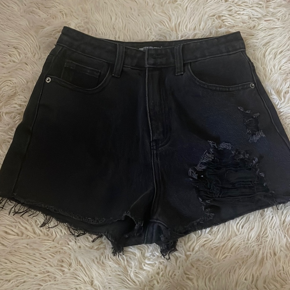 Pretty little thing black jeans high waisted shorts